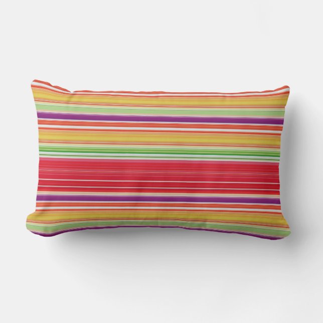 Cute red colorful stripes lumbar pillow (Front)