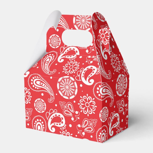 cute red Country Paisley tiled pattern  Favor Boxes (Front Side)