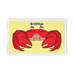 Cute red crab cartoon illustration acrylic tray