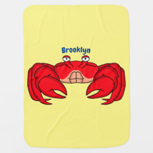 Cute red crab cartoon illustration baby blanket