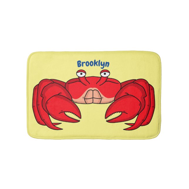 Cute red crab cartoon illustration bath mat (Front)