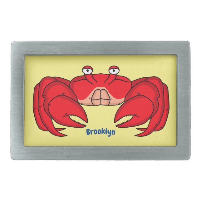 Cute red crab cartoon illustration belt buckle (Front)