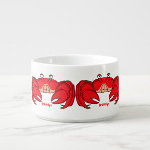 Cute red crab cartoon illustration bowl