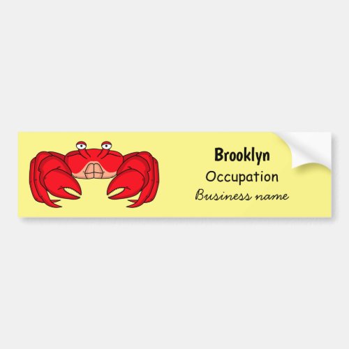 Cute red crab cartoon illustration bumper sticker