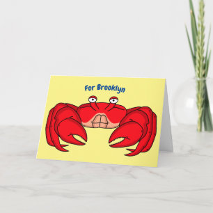 Cute red crab cartoon illustration card