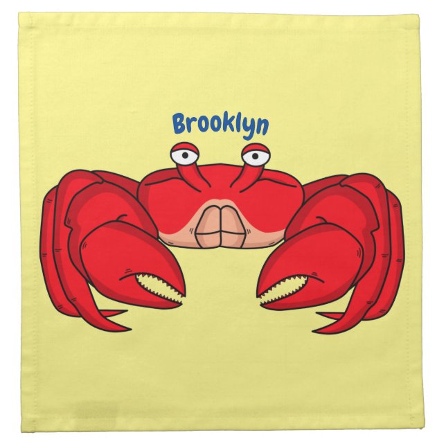 Cute red crab cartoon illustration cloth napkin (Front)