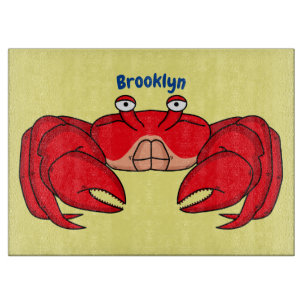Cute red crab cartoon illustration cutting board