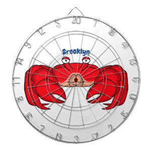 Cute red crab cartoon illustration dart board