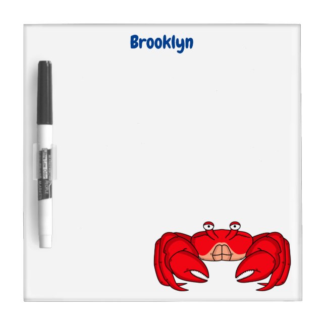 Cute red crab cartoon illustration dry erase board (Front)
