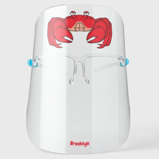 Cute red crab cartoon illustration face shield (Front)