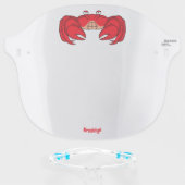 Cute red crab cartoon illustration face shield (Front w/Glasses)