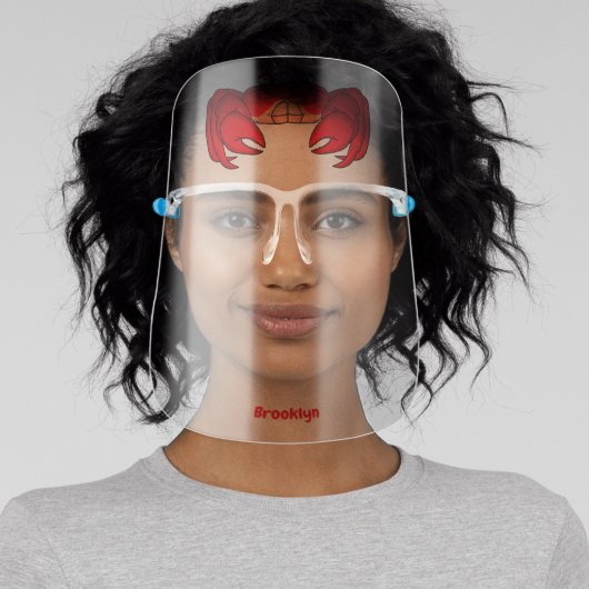 Cute red crab cartoon illustration face shield (Insitu)