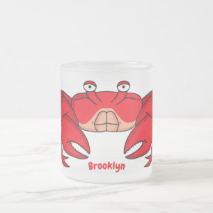 Cute red crab cartoon illustration frosted glass coffee mug