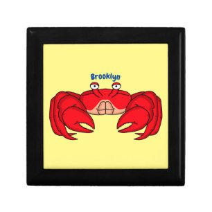 Cute red crab cartoon illustration gift box