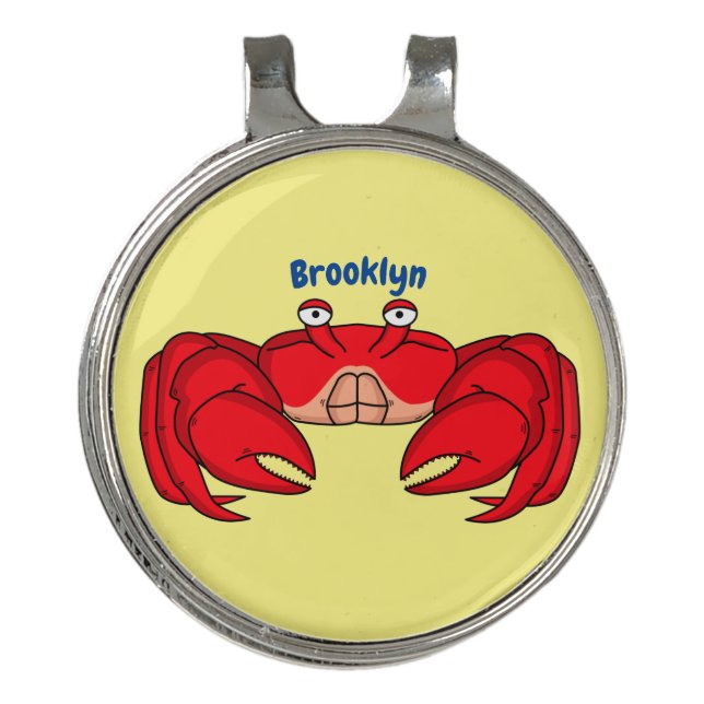 Cute red crab cartoon illustration golf hat clip (Front)