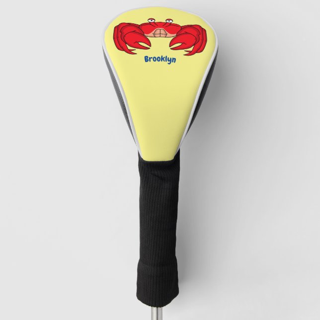 Cute red crab cartoon illustration golf head cover (Front)