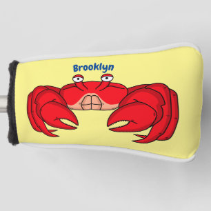 Cute red crab cartoon illustration golf head cover