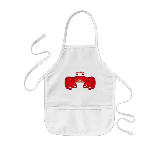 Cute red crab cartoon illustration kids' apron (Front)