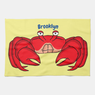 Cute red crab cartoon illustration kitchen towel