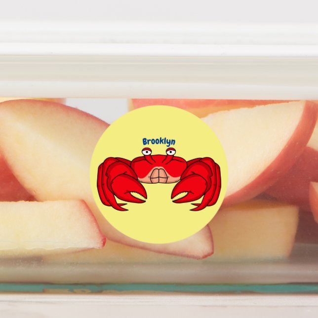 Cute red crab cartoon illustration labels (Affixed)