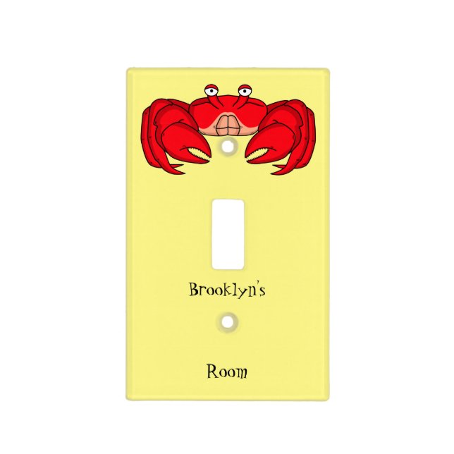 Cute red crab cartoon illustration light switch cover (Front)