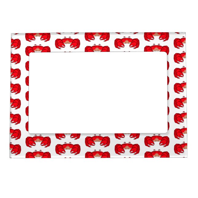 Cute red crab cartoon illustration magnetic frame (Front)