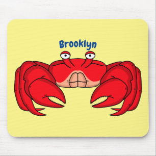 Cute red crab cartoon illustration mouse pad