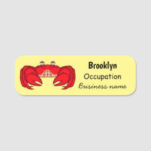 Cute red crab cartoon illustration name tag