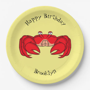 Cute red crab cartoon illustration paper plates