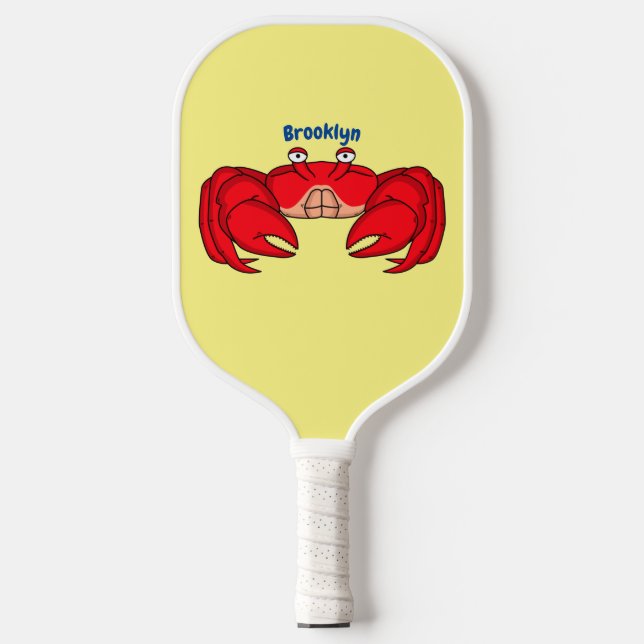 Cute red crab cartoon illustration  pickleball paddle (Front)