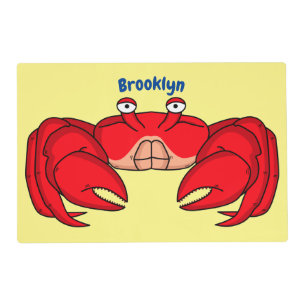 Cute red crab cartoon illustration placemat