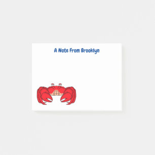 Cute red crab cartoon illustration post-it notes