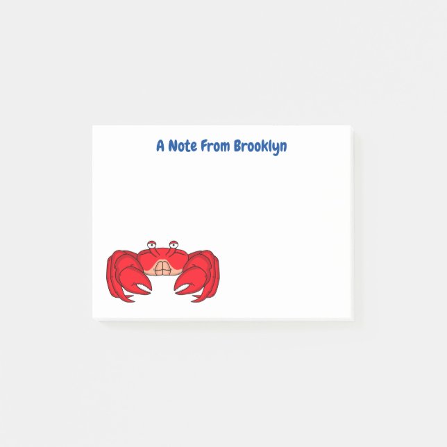 Cute red crab cartoon illustration post-it notes (Front)