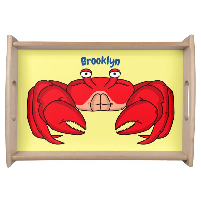 Cute red crab cartoon illustration serving tray (Front)