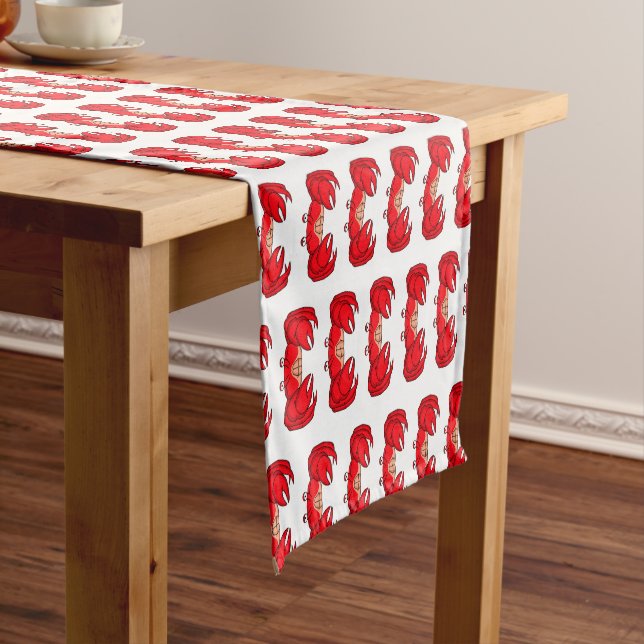 Cute red crab cartoon illustration  short table runner (In Situ)