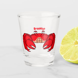 Cute red crab cartoon illustration shot glass