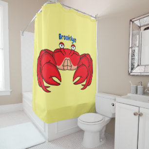 Cute red crab cartoon illustration shower curtain