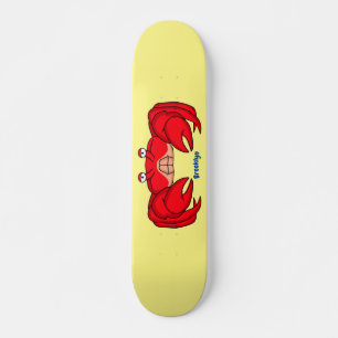 Cute red crab cartoon illustration skateboard