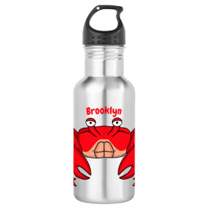 Cute red crab cartoon illustration stainless steel water bottle