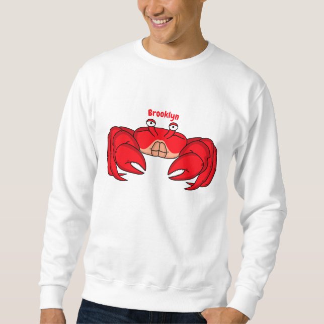 Cute red crab cartoon illustration sweatshirt (Front)