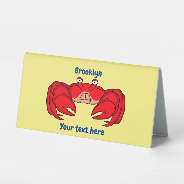 Cute red crab cartoon illustration table tent (Front)