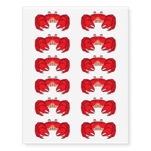 Cute red crab cartoon illustration temporary tattoos