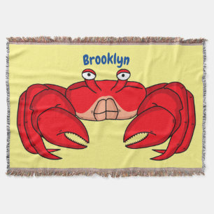 Cute red crab cartoon illustration throw blanket
