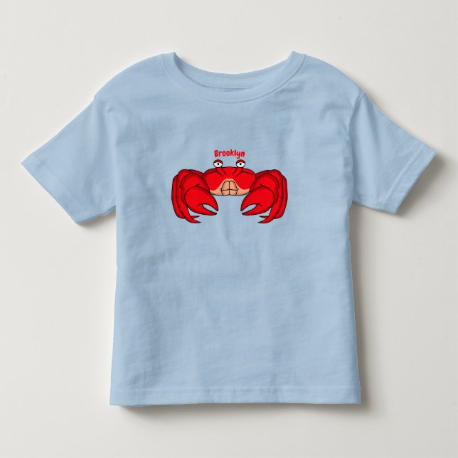 Cute red crab cartoon illustration  toddler t-shirt (Front)