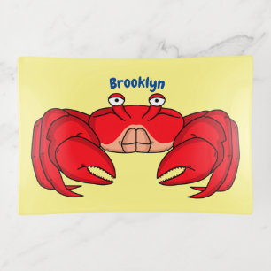 Cute red crab cartoon illustration trinket tray