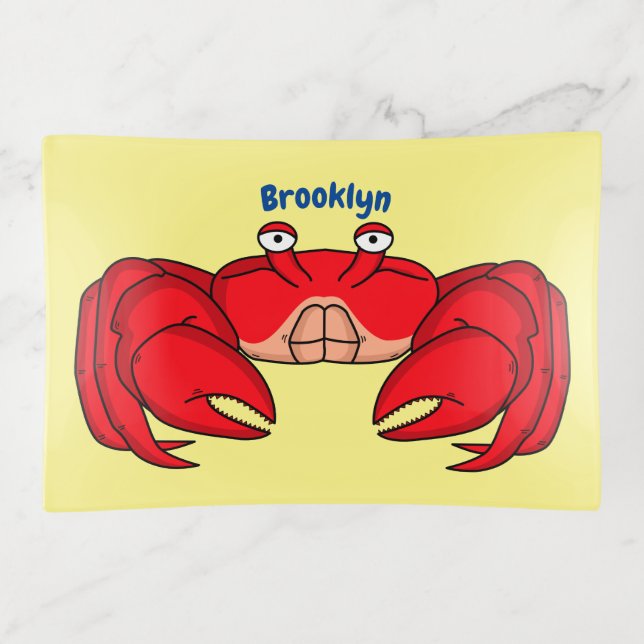 Cute red crab cartoon illustration trinket tray (Front)