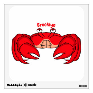 Cute red crab cartoon illustration wall decal