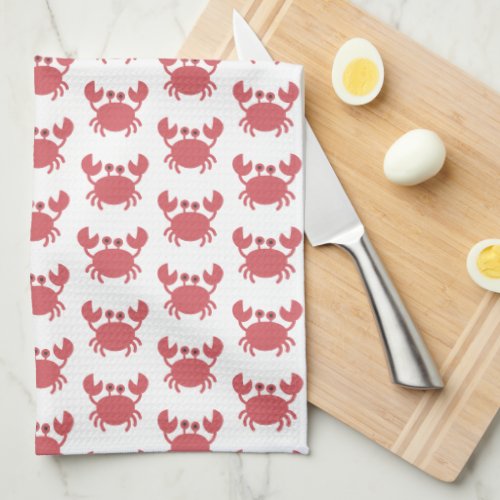 Cute Red Crab Pattern _ Coastal Kitchen Towel