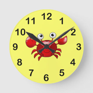 Cute red crab round clock