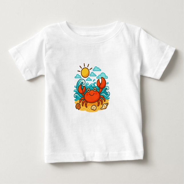 Cute Red Crab Summer Beach Baby T-Shirt (Front)